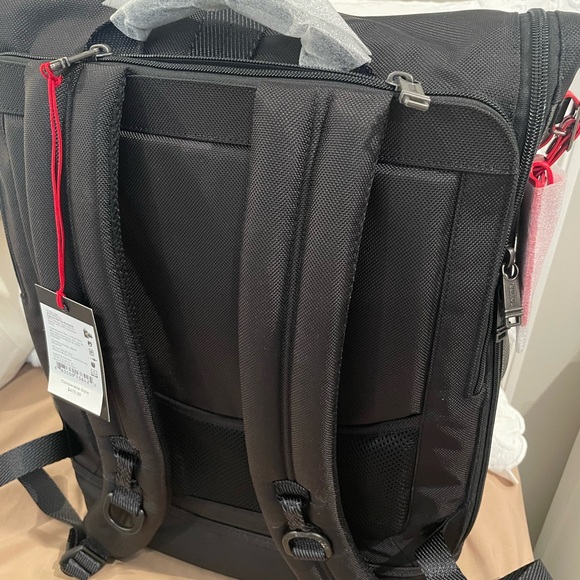 TUMI Cypress Roll Top Black and Gray Backpack with Red Accent - NWT - Picture 2 of 4